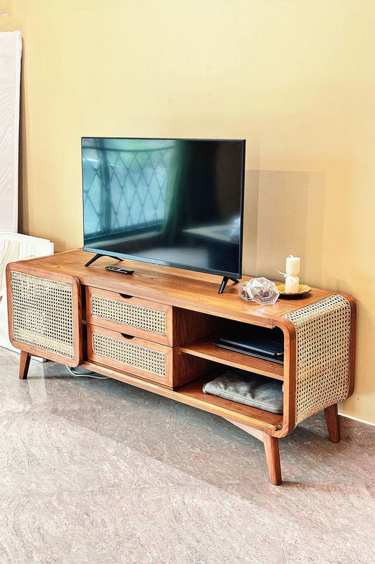 Fabian Cane and Wood console