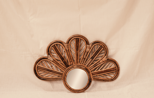 Half Flower Rattan Mirror