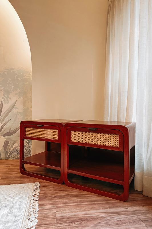 Rounded Rattan nightstand