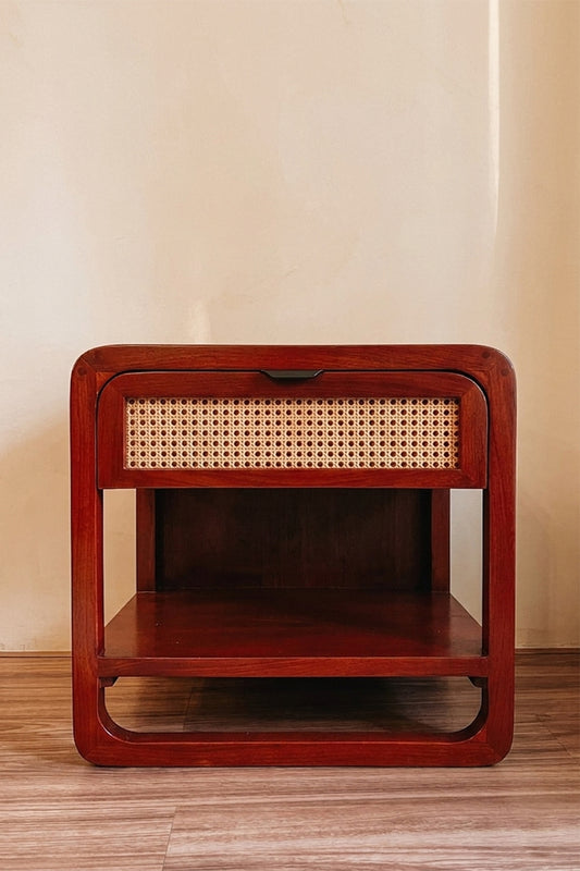 Rounded Rattan nightstand