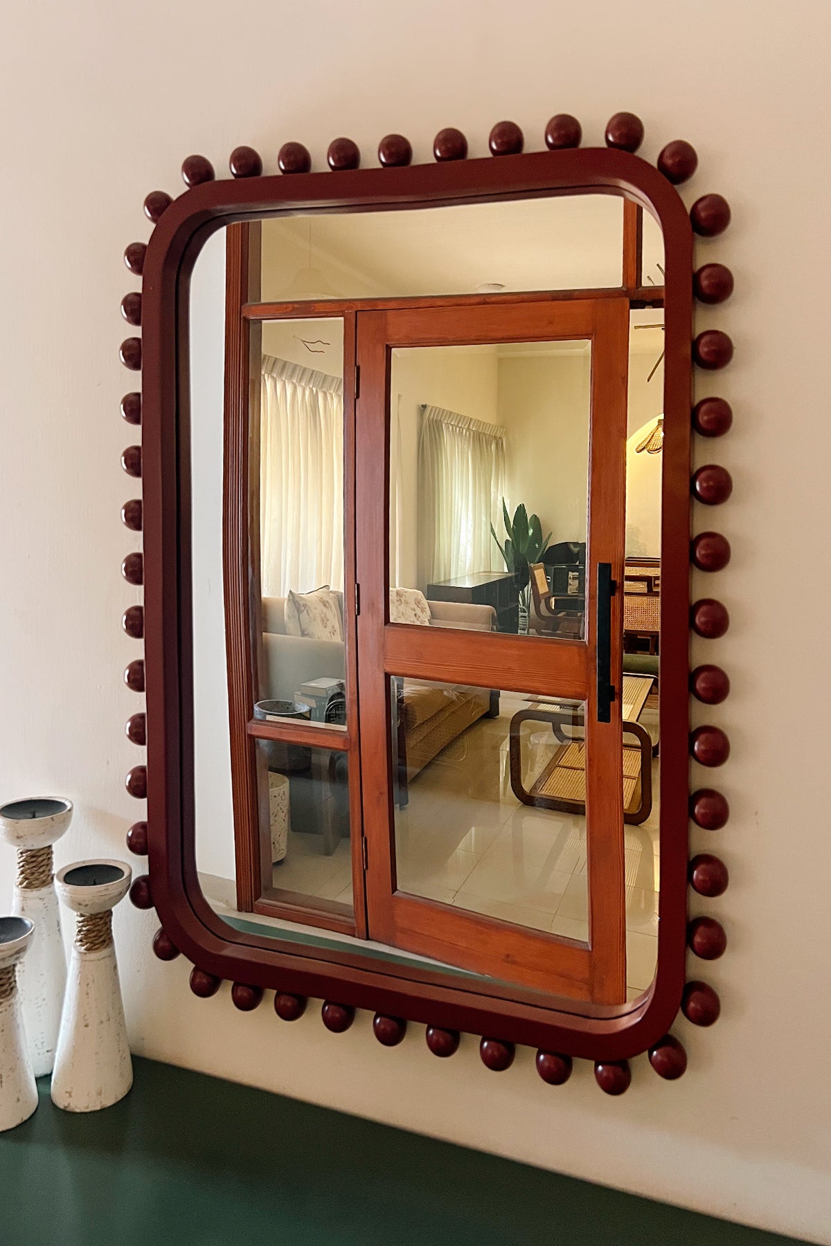 Burgundy Bobble Mirror